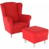 Kreslo ASTRID ušiak s taburetom látka alova červená