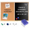 Magnetická korková kriedová tabuľa 2v1 60x40 na stenu + špendlíky, magnety