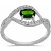 Nefertitis Prsteň strieborný s brúseným chrómdiopsidom a zirkónmi Ag 925 029337 DIO - 54 mm (US 7), 2,1 g