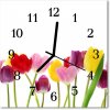 Sklenené hodiny štvorcové Farebné tulipány 30x30 cm