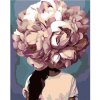 Maľovanie podľa čísel - Žena s hlavou v kvetine - ružová, 80 x 100 cm, bez rámu a napnutého plátna 8596530000341