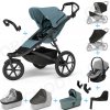 Set 10v1 Thule Urban Glide 3 Mid blue s magnetickou sponou + madlo + korbička Mid blue + pláštenky a moskytiéry Thule + Autosedačka Thule Maple Light Gray s ISOFIX základňou Thule Alfi a adaptéry