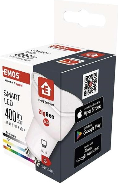 Emos Inteligentná LED žiarovka GoSmart MR16 GU10 4,8 W 35 W 400 lm RGB stmievateľná Zigbee