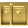 Mexen Flexo, 1.5-komorový nerezový drez 610 x 510 mm, brúsená zlatá, 6446611500-55
