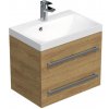 Kúpeľňová skrinka s chrómovými úchytmi a umývadlom SAT Cube Way 60x47,5x40 cm dub Hickory mat CUBE260ZDH