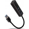 AXAGON HMA-CR3A, USB 3.rozbočovač 2. generácie, 3x porty USB-A + čítačka kariet SD/microSD, kov, 20 cm kábel USB-A