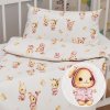 Biante Detské bavlnené posteľné obliečky do postieľky Sandra SA-538 Ružové zajačiky a vtáčiky na bielom Do postieľky 90x130 a 40x60 cm