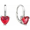 Strieborné náušnice visiace so zirkónmi ružové srdiečko 11409.3 Rose