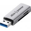 AlzaPower USB-A 3.2 Gen 1 Metal Memory Card Reader vesmírne sivá
