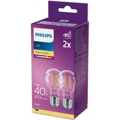 Philips SADA 2x LED Žiarovka VINTAGE Philips A60 E27/4,3W/230V 2700K P5415 + záruka 5 rokov zadarmo