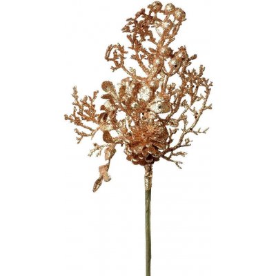Zápich konár medený so šiškou 35cm 204913 - Umelý kvet vianočný