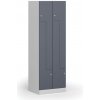 Kovová šatníková skrinka S1 Z, 4 oddiely, 1850 x 600 x 500 mm, cylindrický zámok, tmavosivé dvere