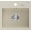 Mexen Milo granitový drez 1-komorový 435 x 410 mm, béžový, sifón chróm - 6505441000-69