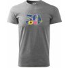 Kvetinové číslo kreslené - 50 - Klasické pánske tričko vyššej gramáže - 4XL ( Tmavosivý melír )