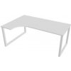 Pracovný stôl UNI O, ergo, pravý, 180x75,5x120 cm, biela/biela