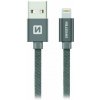 Swissten 71523102 Datový, Textile Usb / Lightning, 0,2m, šedý