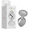 Intense - Metal Aluminum Anal Plug With Silver Glass Size L - Análny Kolík