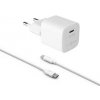 Nabíjačka do siete FIXED Mini 1x USB-C PD 30W + USB-C kabel 1m (FIXC30M-CC-WH) biela