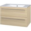 MEREO - Bino, kúpeľňová skrinka s keramickým umývadlom 81 cm, dub Sand Barbera CN631