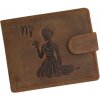 Hnedá pánska kožená peňaženka so zapínaním zverokruh Panna