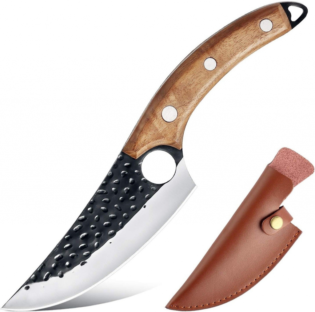 IZMAEL Kuchynský sekací nôž Okajama Hnedá/S puzdrom 14.6 cm