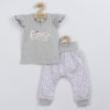 New Baby 2-dielna dojčenská bavlnená súprava Happy Flower sivá