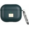 AppleKing obal z PU kože s karabínou pre AirPods 3 - tmavozelený - možnosť vrátiť tovar ZADARMO do 30tich dní