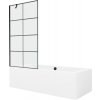 Mexen Cube obdĺžniková vaňa 170 x 80 cm s plášťom a 1 krídlovou zástenou 90 cm, čierny vzor - 550517080X9509007077