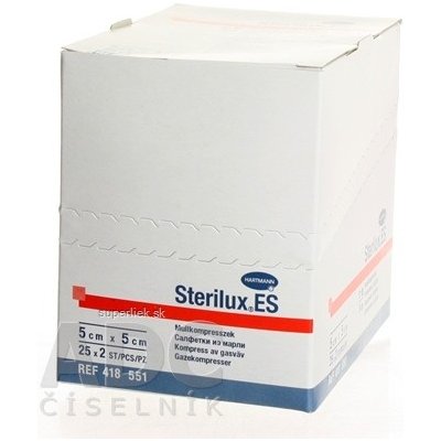 STERILUX ES kompres sterilný so založenými okrajmi 17 vlákien 8 vrstiev (5x5 cm) 25x2 (50 ks), 4049500213844
