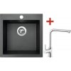 Granitový drez s batériou VIVA 455 460 x 455 mm čierny metalický G674 + drezová batéria Elka