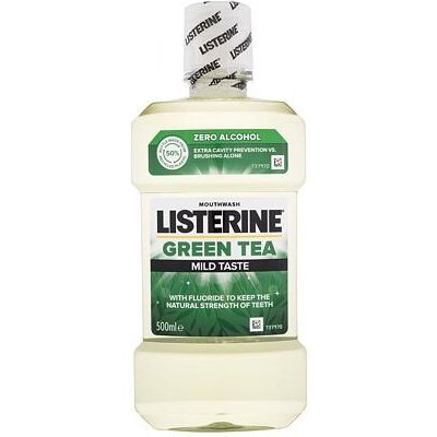 Listerine Green Tea Mild Taste Mouthwash 500 ml ústní voda bez alkoholu pro posílení zubní skloviny