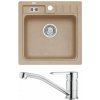 Alveus SET A468 Beige 55 / Chróm SETA468 - Drez Granitový Niagara 20 - 465x465mm, vanička 380x320x180mm, Beige 55 + bateria Ruta, Chróm