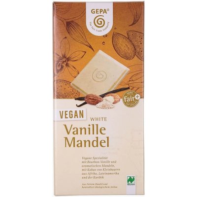 Gepa Bio vegan biela čokoláda s vanilkou a mandľami, 100 g
