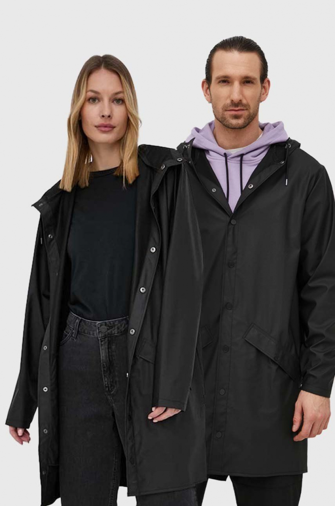 Rains bunda Long jacket 12020.01-Black čierna prechodná