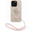 Guess PU 4G Metal Logo Strap Zadní Kryt pro iPhone 16 Pro Max Pink