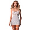 Obsessive Arrowel Chemise biela L/XL s čipkou a chokerom
