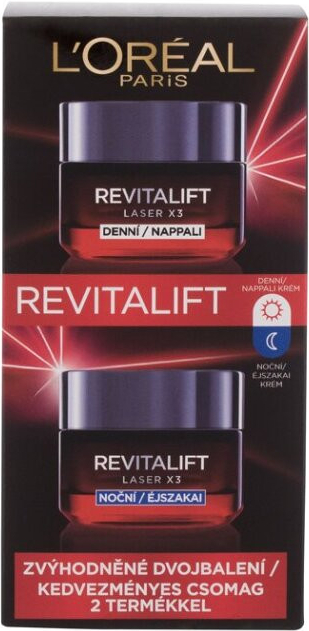 L\'Oréal Paris Revitalift Laser X3 Day Cream darčekový set denný pleťový krém Revitalift Laser X3 50 ml + nočný pleťový krém Revitalift Laser X3 50 ml