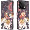 Peňaženkové kožené puzdro Drawing na Xiaomi Redmi Note 13 - Flowers Elephant