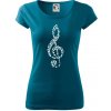 Husľový kľúč z nôt - Dámske tričko Pure - L ( Petrolejová )
