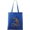 Medveď na bicykli - Taška bavlnená - 42 x 38 cm ( Kráľovská modrá )