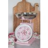 Kuchynská kovová váha Bella do troch kíl v ružovej pastelovej farbe vo vintage retro štýle s dekorom kvetov 25 x 20 x 25 cm Isabelle Rose 42139