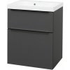 Mereo Mailo, kúpeľňová skrinka s umývadlom z liateho mramoru 61 cm, antracit, čierne madlo