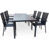 VerDesign, NORIMBERG 6 záhradná zostava 6+1, čierny antracit kov,plast,ratan, umelý ratan