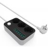 ColorWay CW-CHE36B, predlžovací prívod, 3 zásuvky, 6× USB, 1,8 m CW-CHE36B