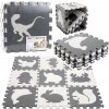 Penené podlahové puzzle z EVA s motívom dinosaurov, kontrastné sivé a béžové, 9 dielov