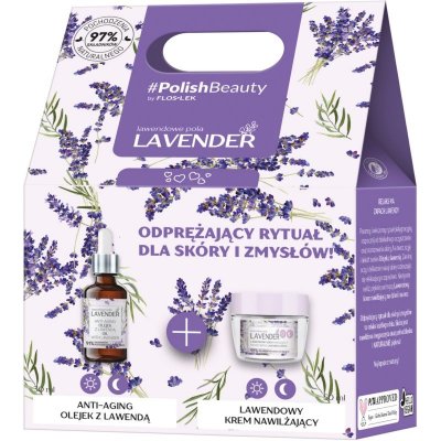 FlosLek Laboratorium Lavender intenzívny hydratačný krém s levanduľou 50 ml + vyživujúci pleťový olej s revitalizačným účinkom 30 ml darčeková sada