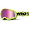 MX Okuliare 100% STRATA 2 Neon Yellow - Mirror Pink lens