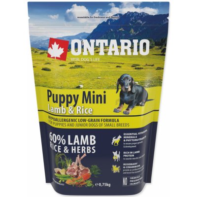 Ontario granuly Puppy Mini jahňa a ryža 0,75 kg