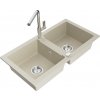 MEXEN/S MEXEN/S - Mario granitový drez 2-bowl vrátane batérie Flora, béžová 6504-69-670401-00