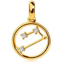 Šperky eshop Prívesok zo 14K žltého zlata súhvezdie zverokruhu Baran kruh číre zirkóny S2GG242.27